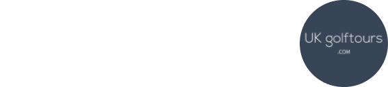 UKgolftours logo on black background.