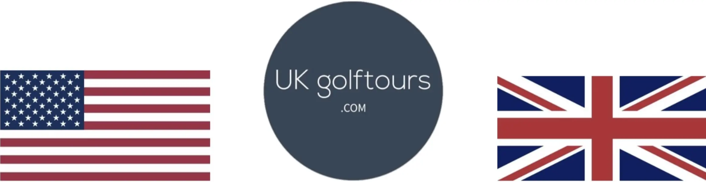 UK and US flags with UK Golftours logo.